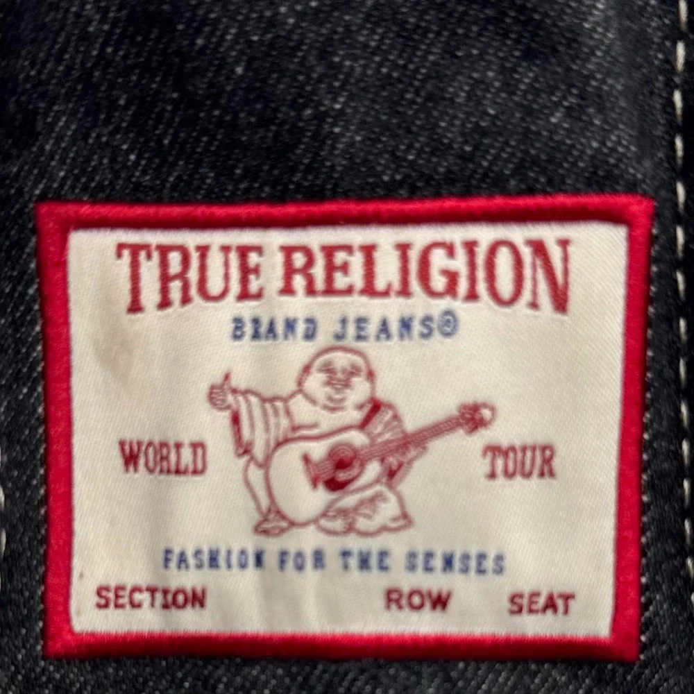 True Religion Black Denim Mini Tote Crossbody Bag Y2K Handbag Horseshoe Logo
